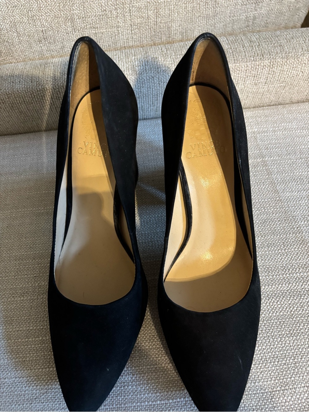 Vince Camuto Black Suede Pointed Pump Heels